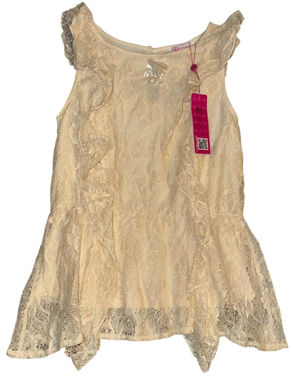 Ultrapink Womens Lace Sleeveless Top With Ruffle Accents - Large